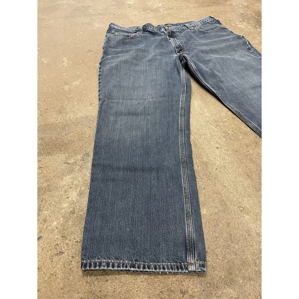Carhartt Jeans Mens 42x30 Blue Relaxed Fit Straight‎ Leg Workwear Denim 100115